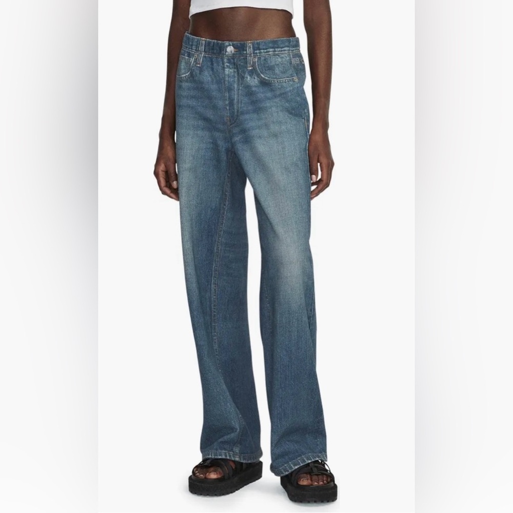 Rag & Bone - Miramar Wide Leg Cotton Terry Sweatpant Jeans - Size Large